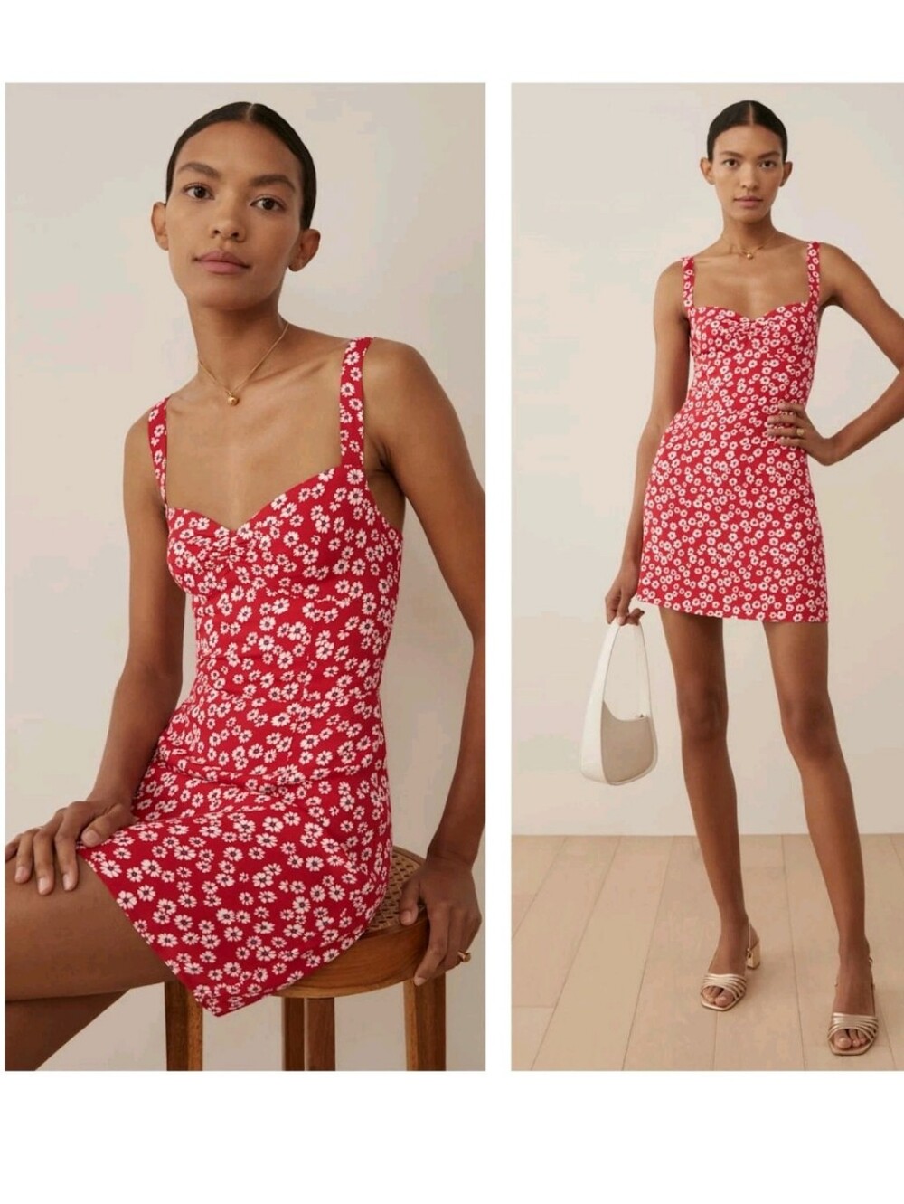 Reformation Baldwin Floral Minidress In Red Size US 4